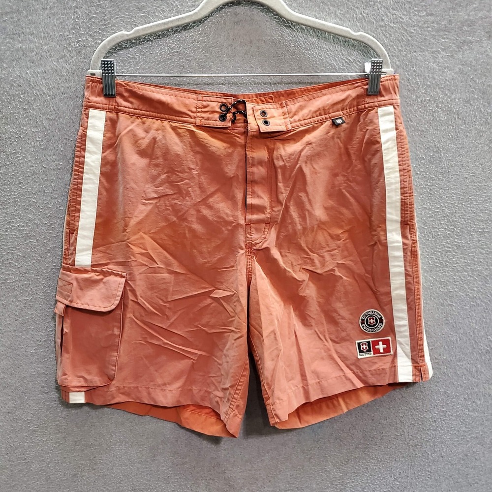 Victorinox Men Swimwear Large Orange Board Shorts Logo‎ Cargo Surf Beach